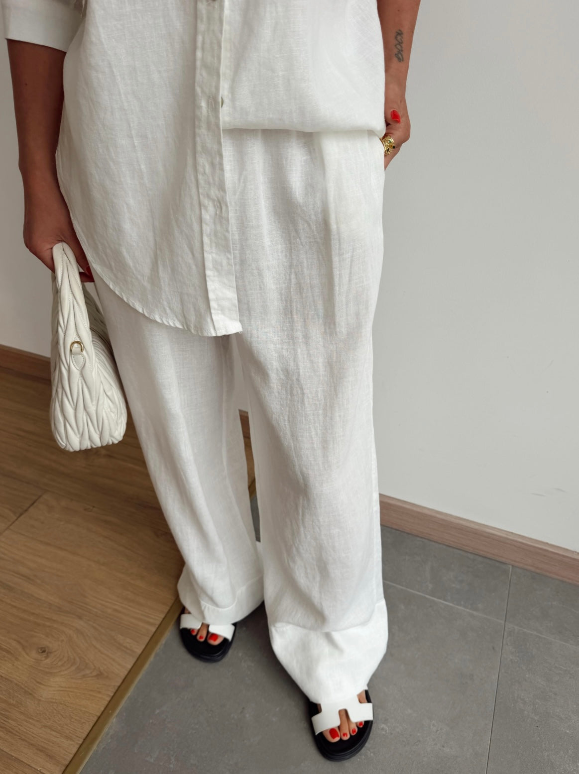 Pure linen set - White
