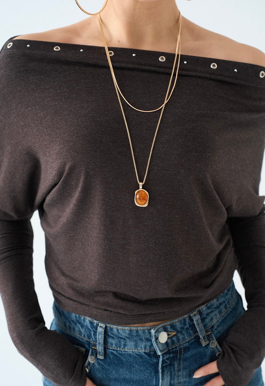Brown Studded Top