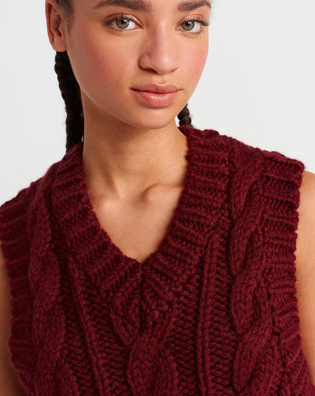 V-neck Braided Sweater