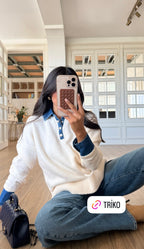 Denim Detailed Sweater