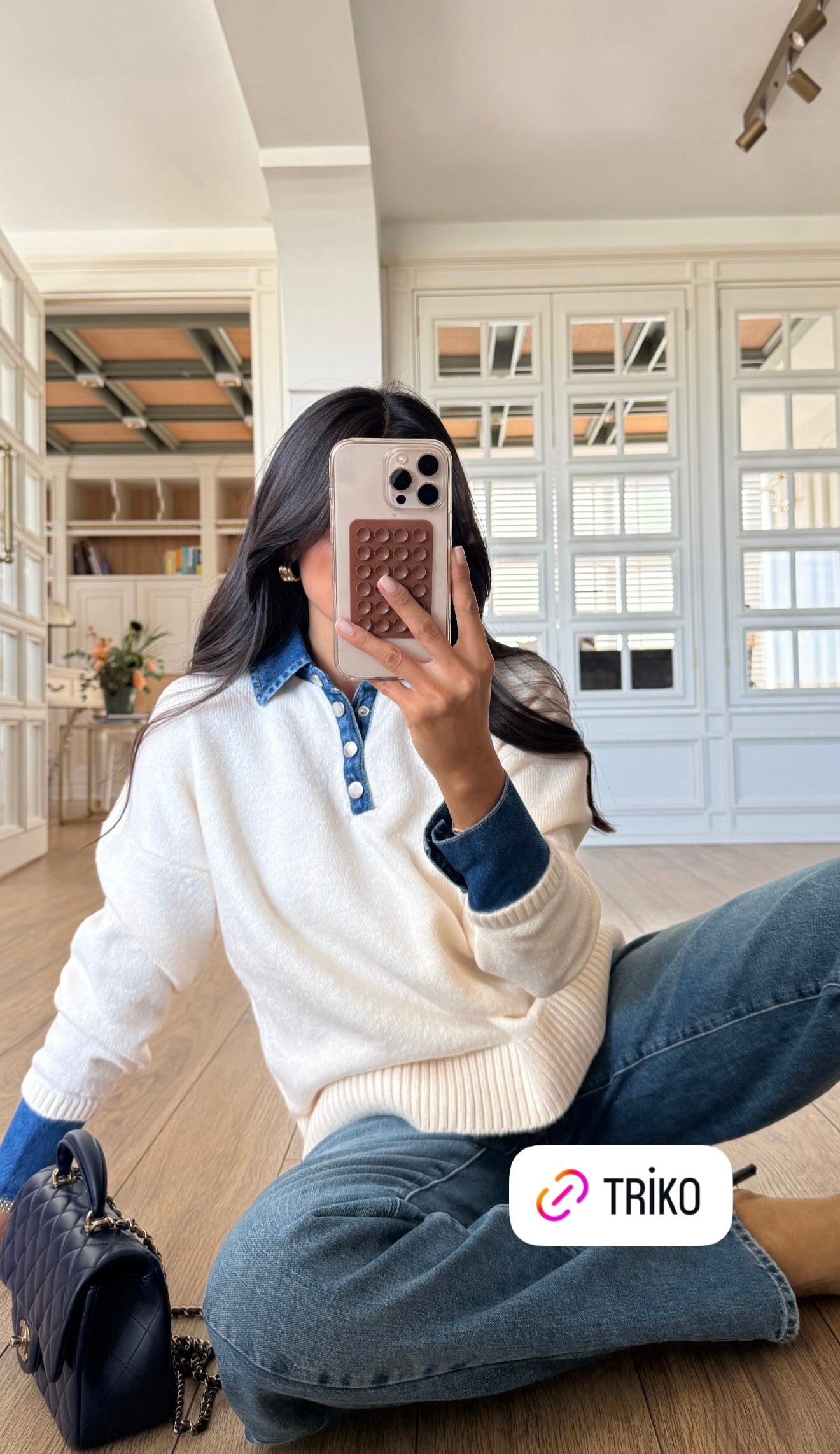 Denim Detailed Sweater