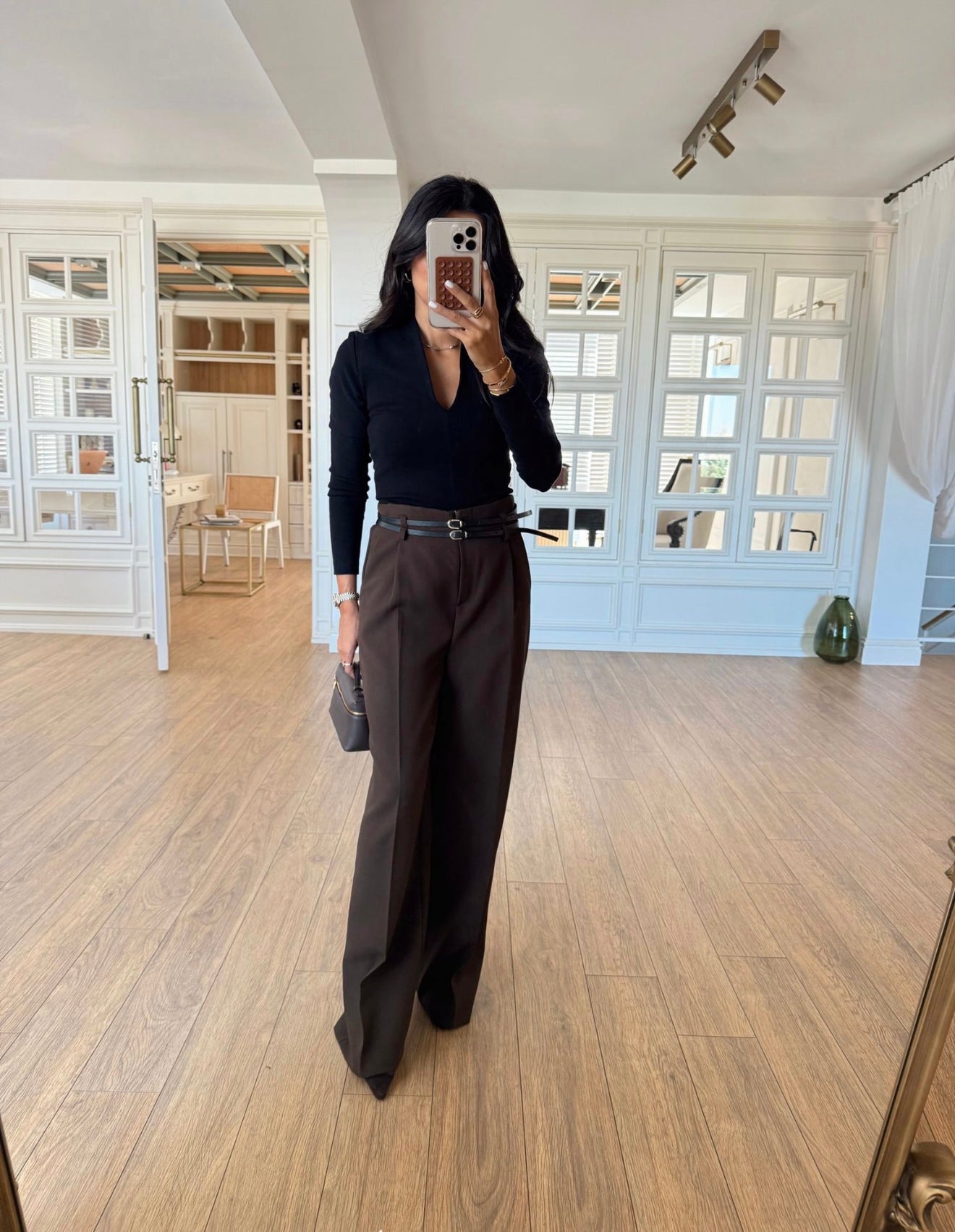 Brown Belted-palazzo