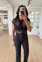 Sequin-detailed shirt - Brown