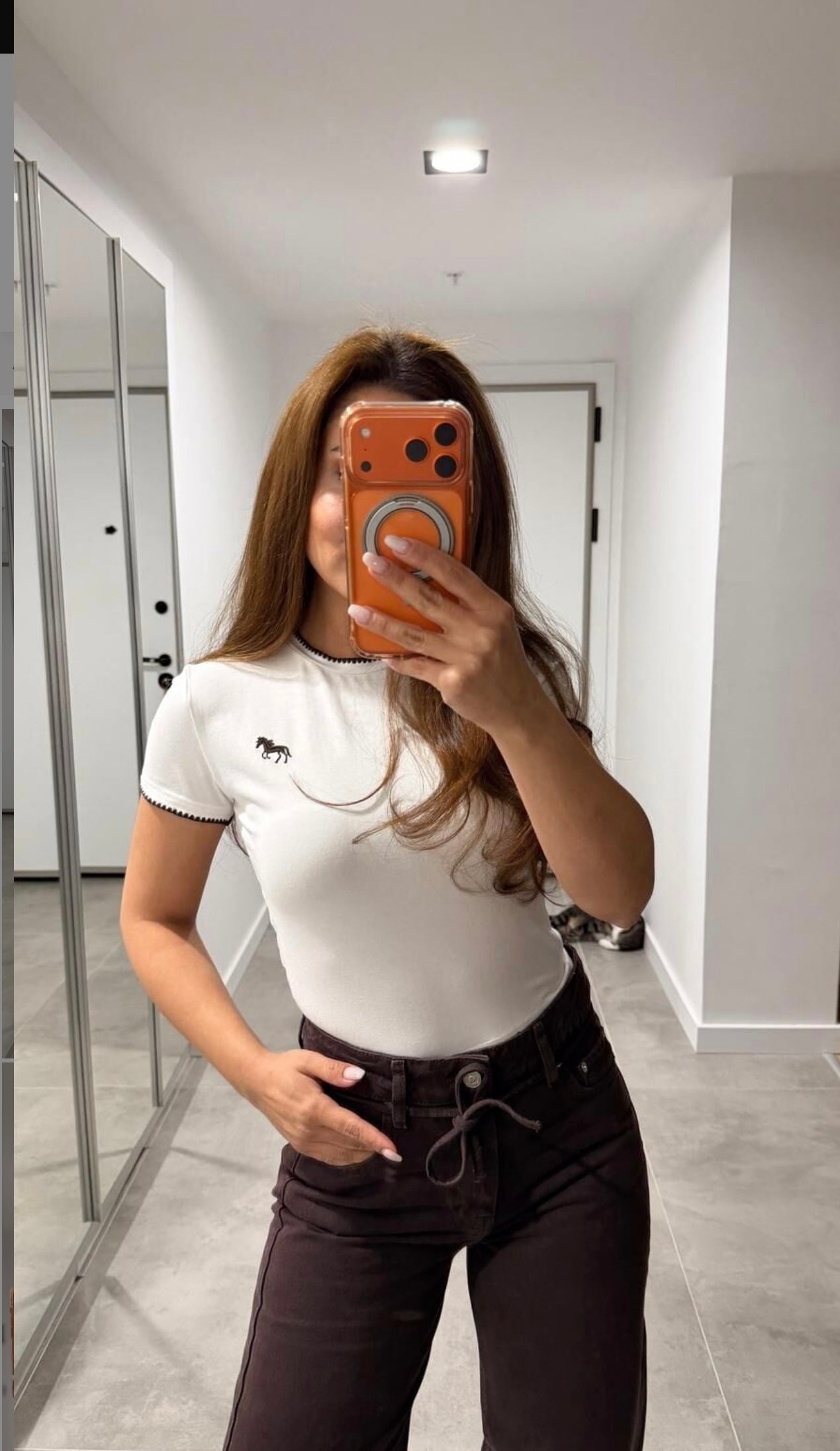 Brown Polo Detailed Top