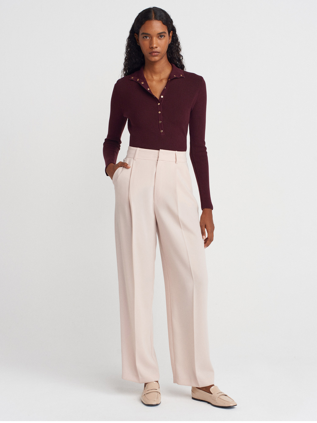 Plum Stand Collar Sweater