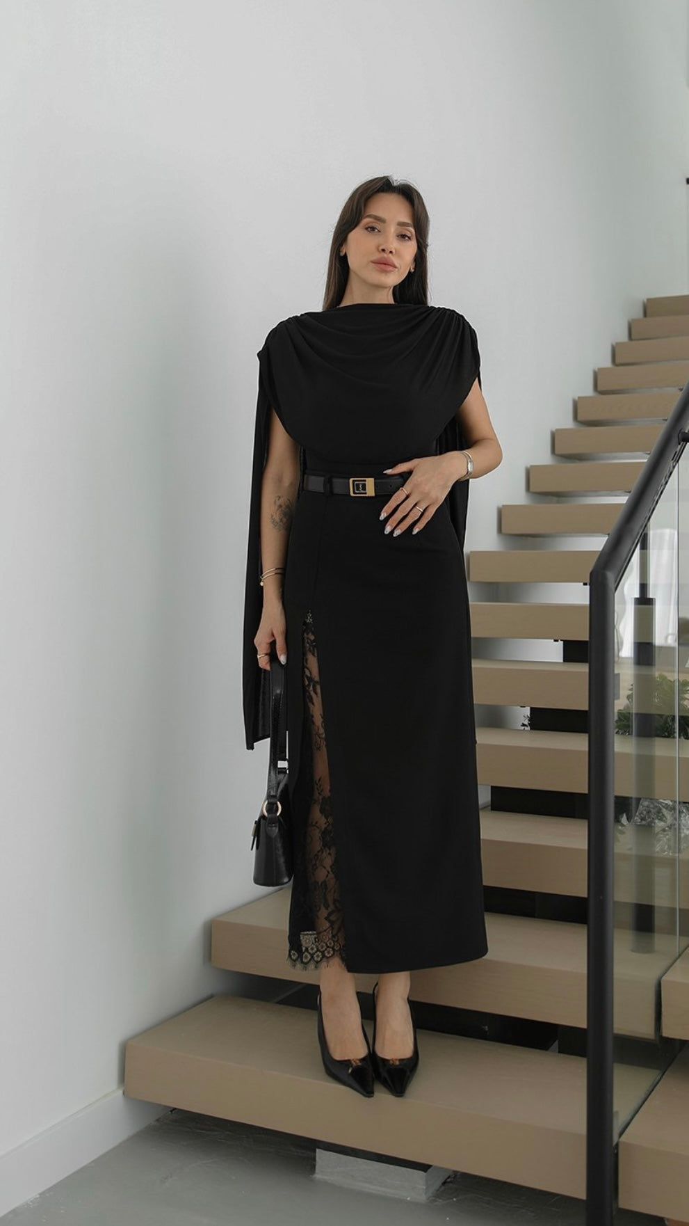 Black Skirt with lace details