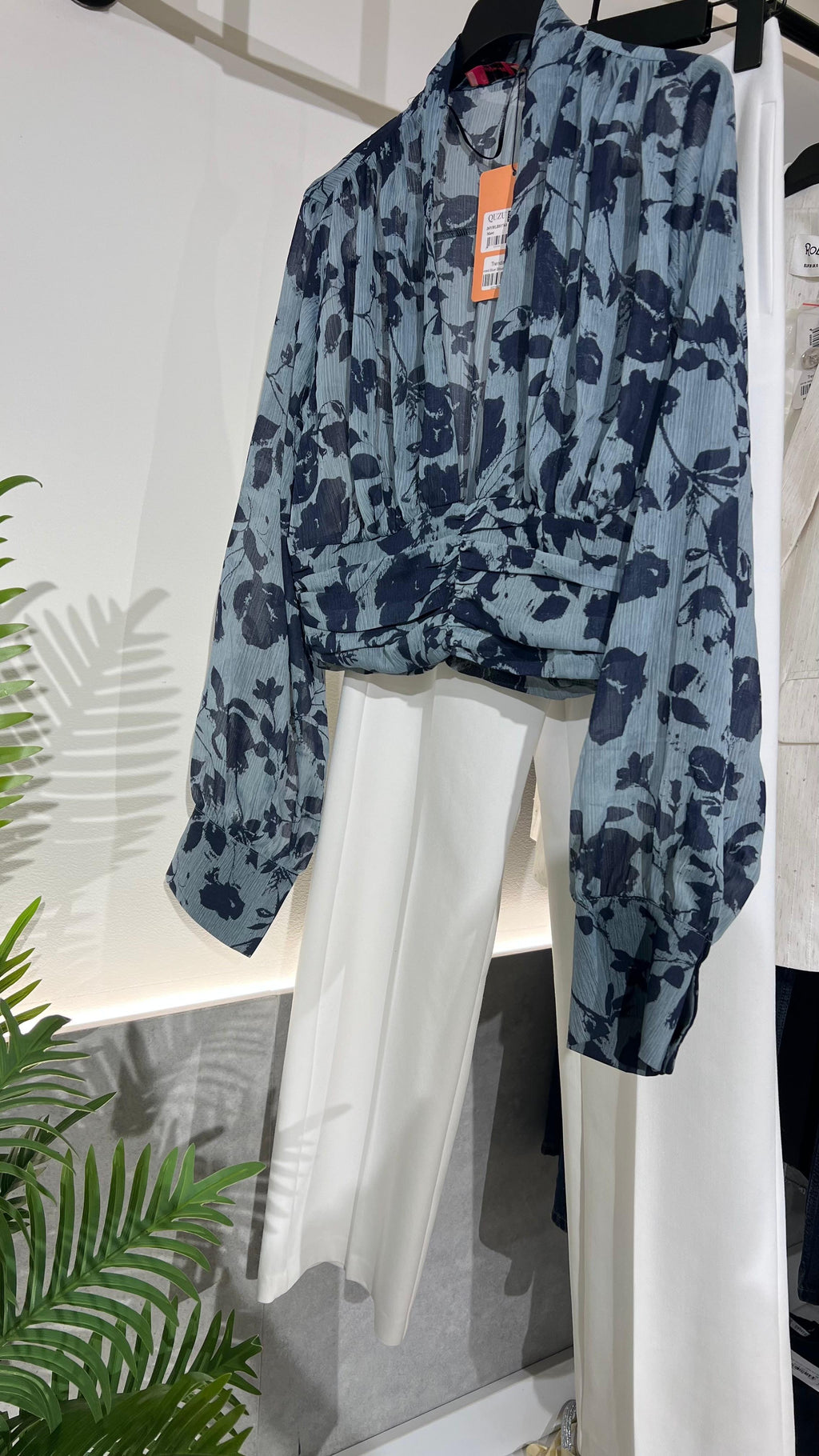 Patterned Blue Blouse