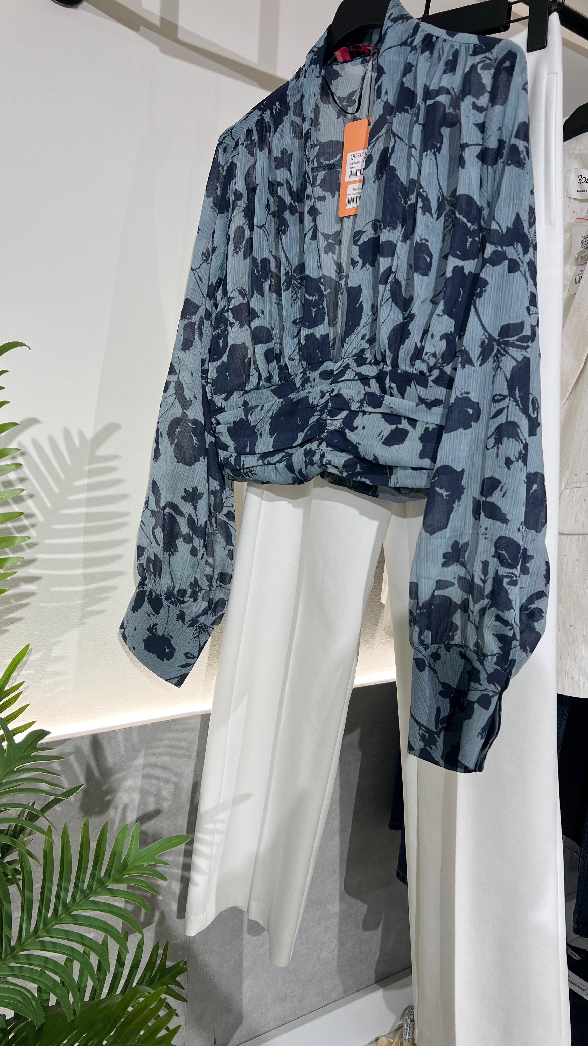 Patterned Blue Blouse
