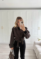Cropped Trench Coat- Brown