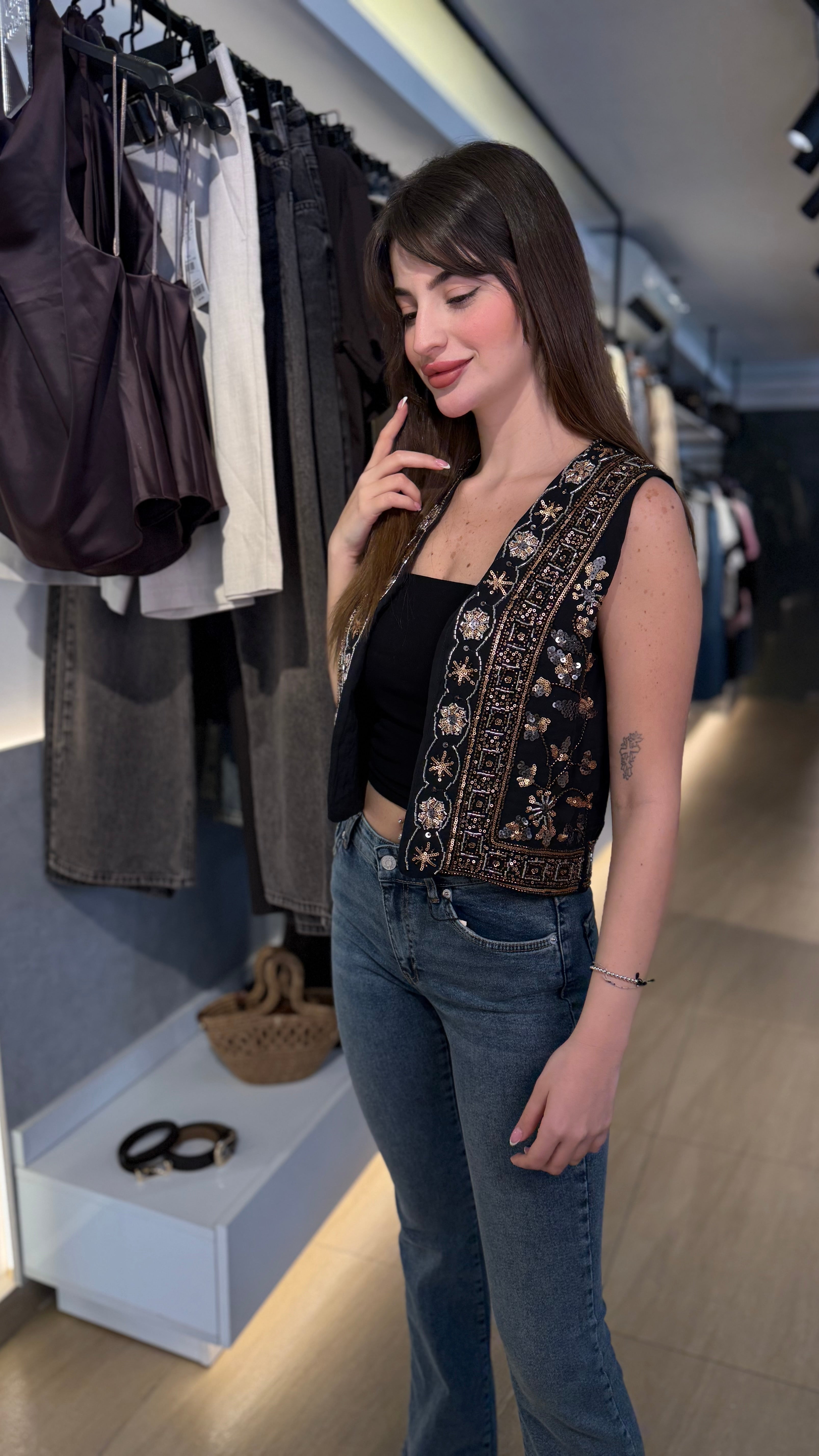 Black Beaded Vest