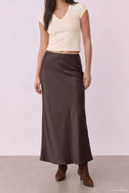 Satin Skirt - Brown