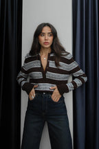Brown-Grey Striped Sweater