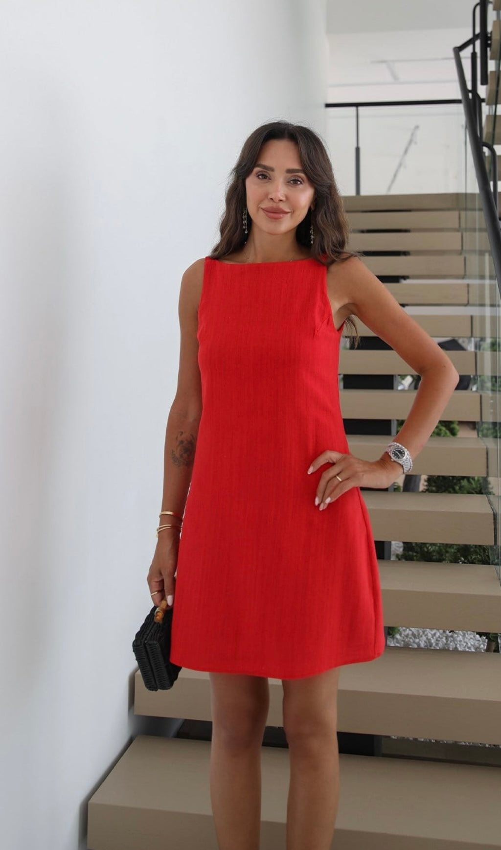 Amelia Linen Dress - Red