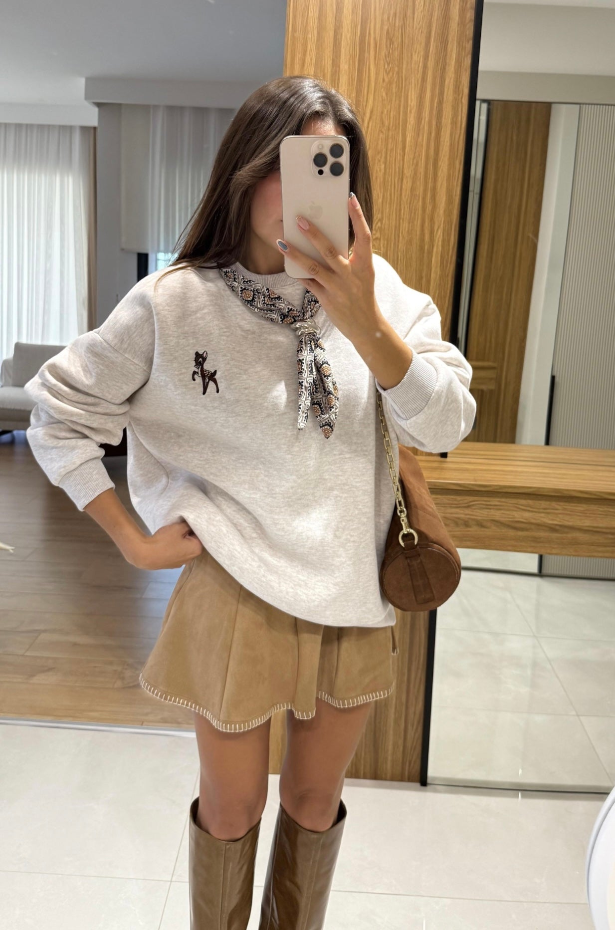 Scarf Detailed Sweatshirt