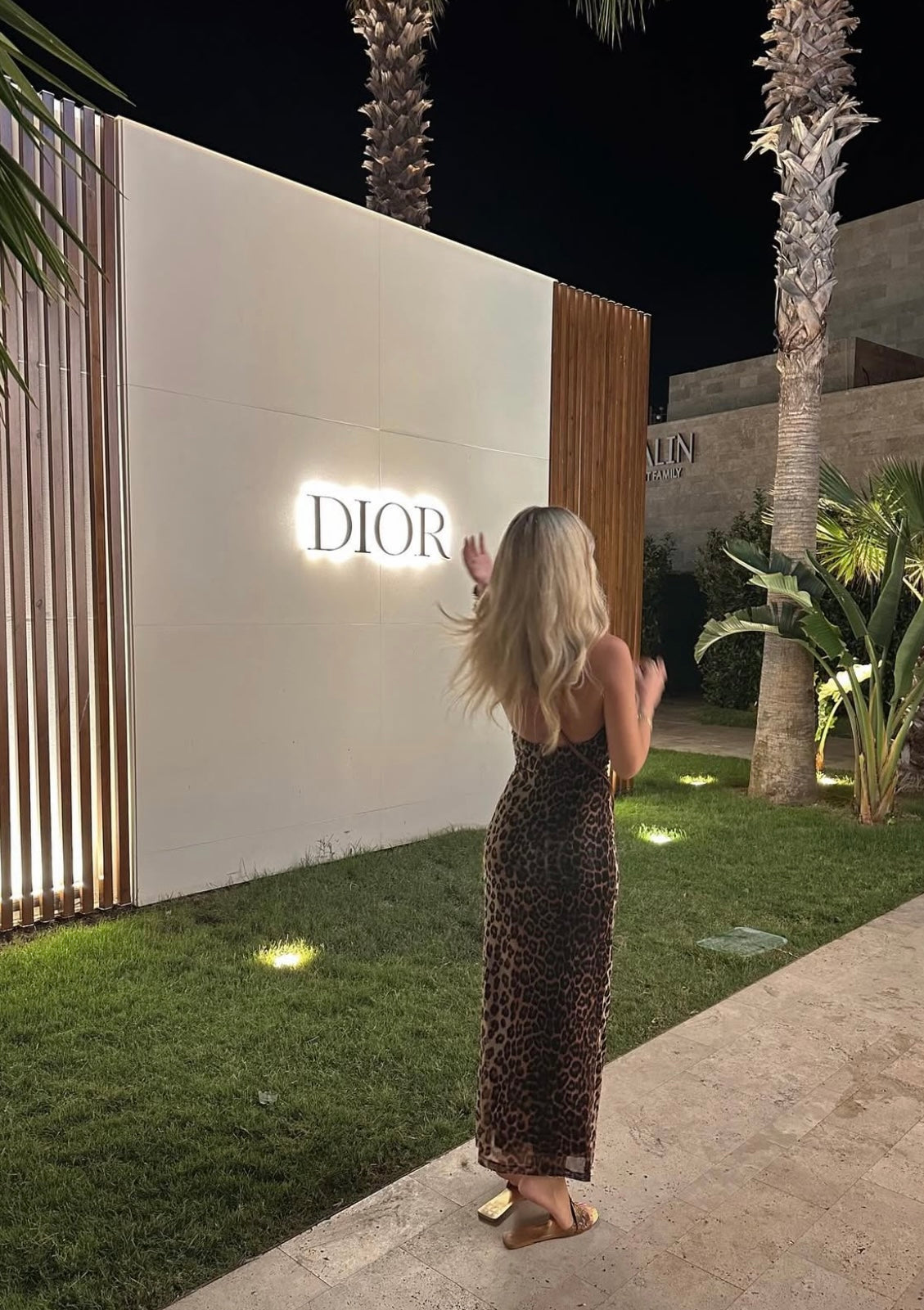 Open-back leopard dress