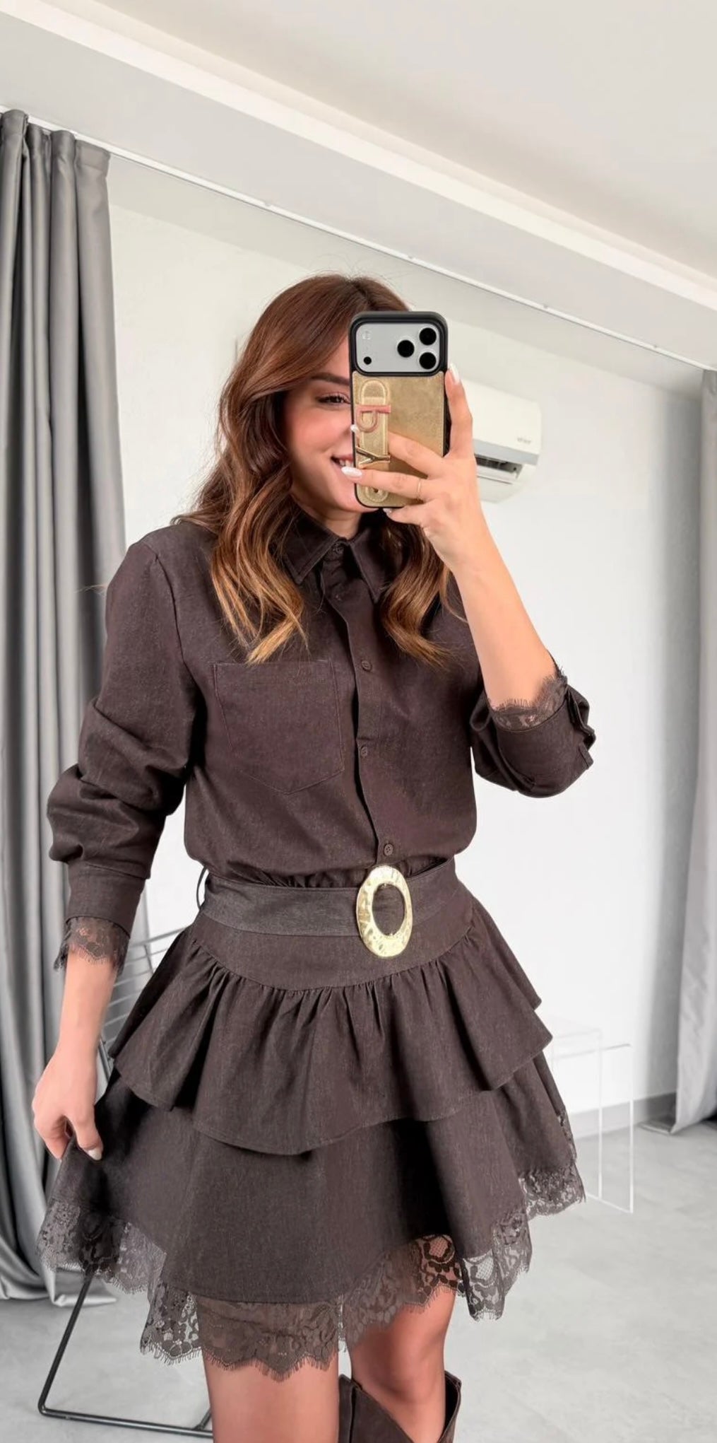 Brown Belted-Dress