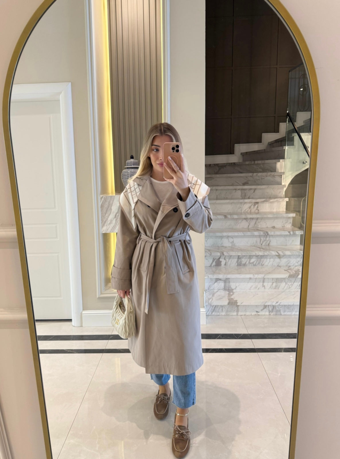 Beige Long Trench Coat