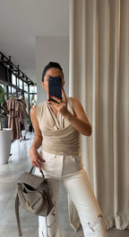 Drape Blouse - Beige
