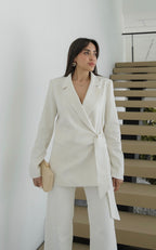 Belted Linen Blazer - Ecru