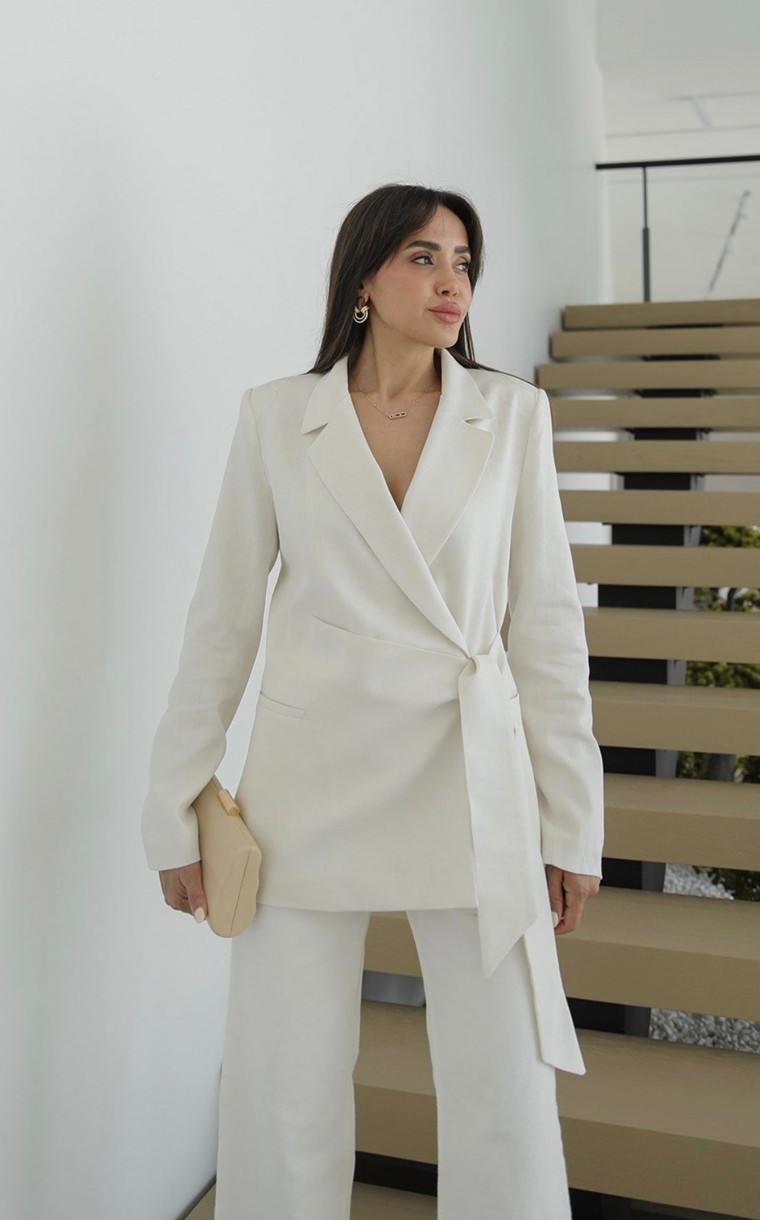 Belted Linen Blazer - Ecru