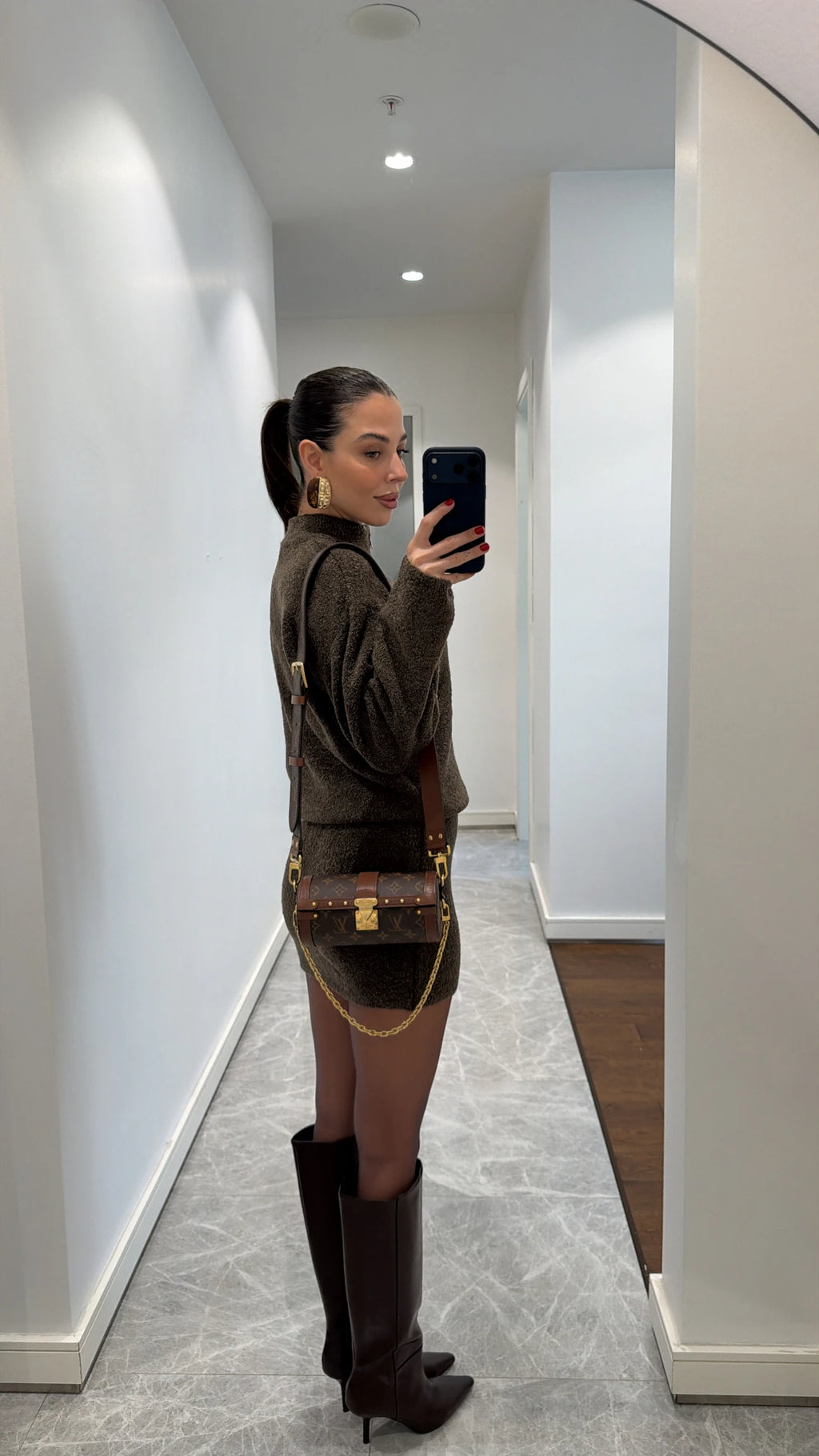 Brown Triko Skirt-Set