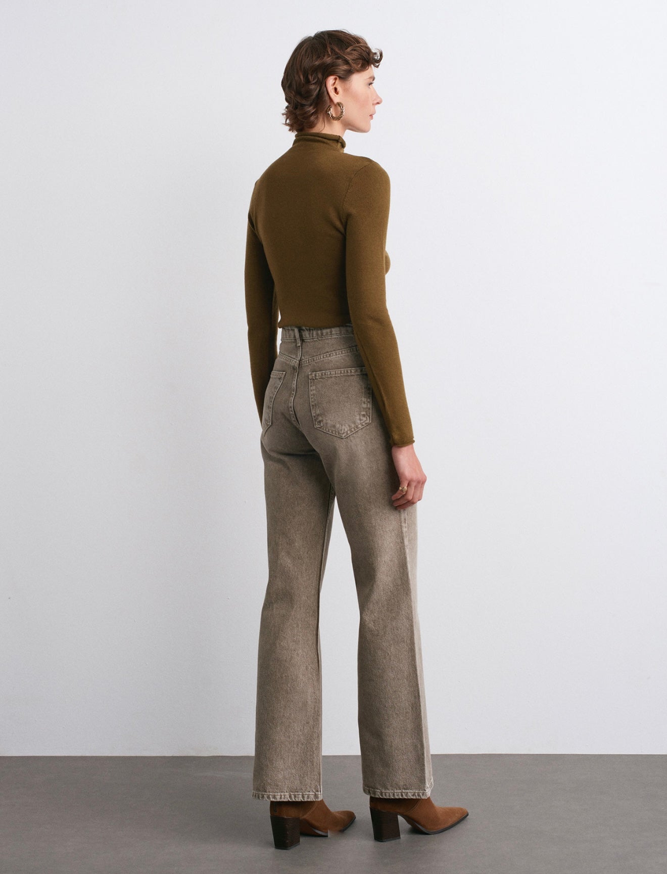 Washed Denim Pants - Khaki