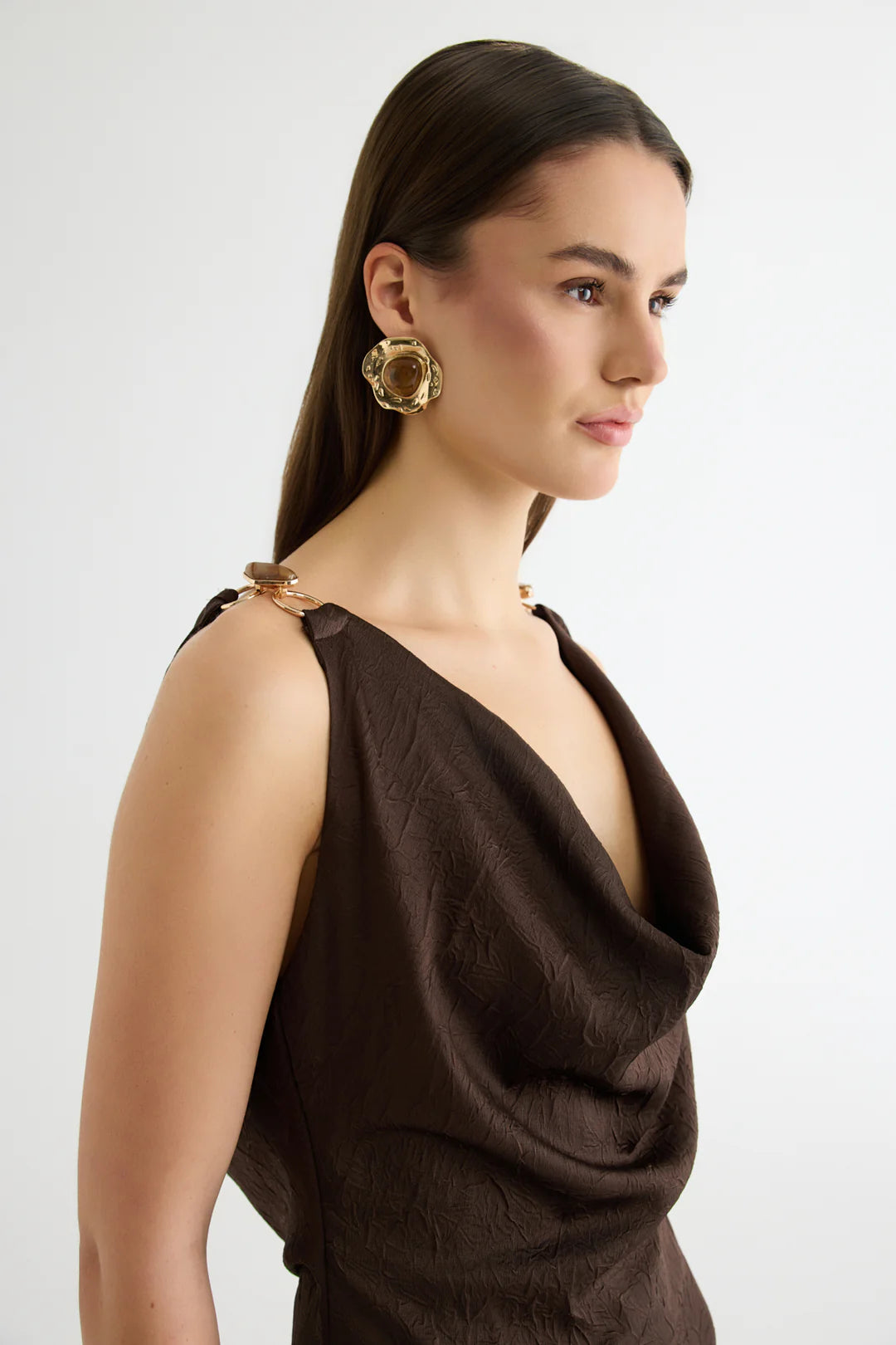 Back-tied Brown Dress