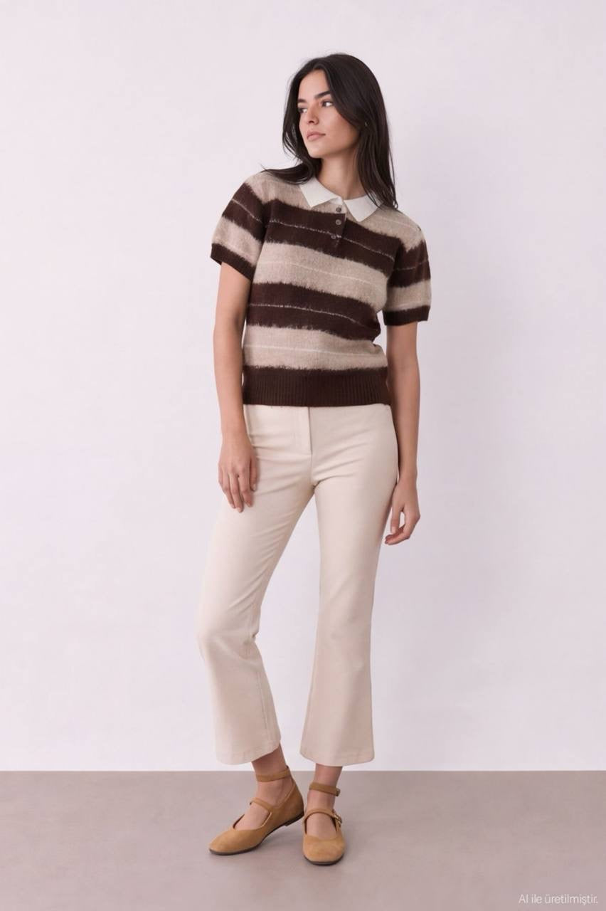 Brown Stripe Polo