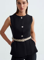 Belted Black Vest
