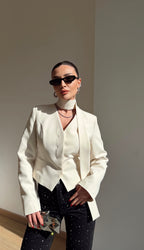 Scarf detailed Ecru Blazer