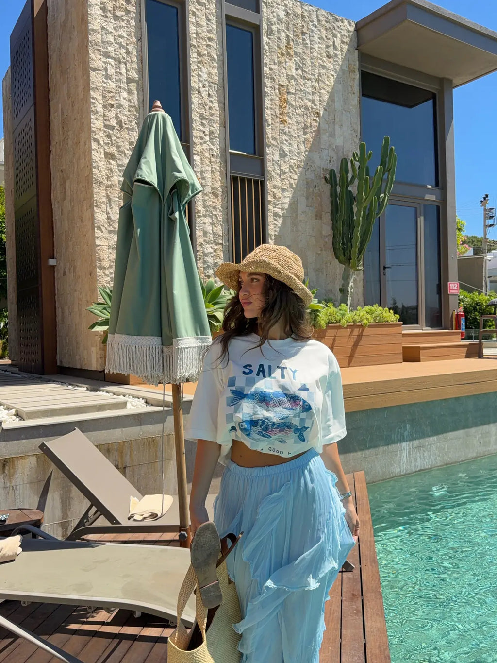 Ruffle Maxi Skirt - Blue