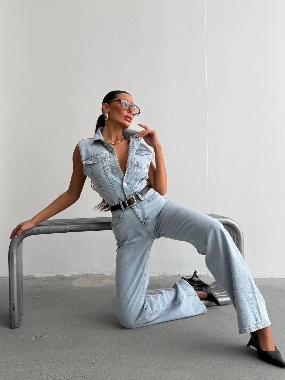 Light Blue Denim Jumpsuit