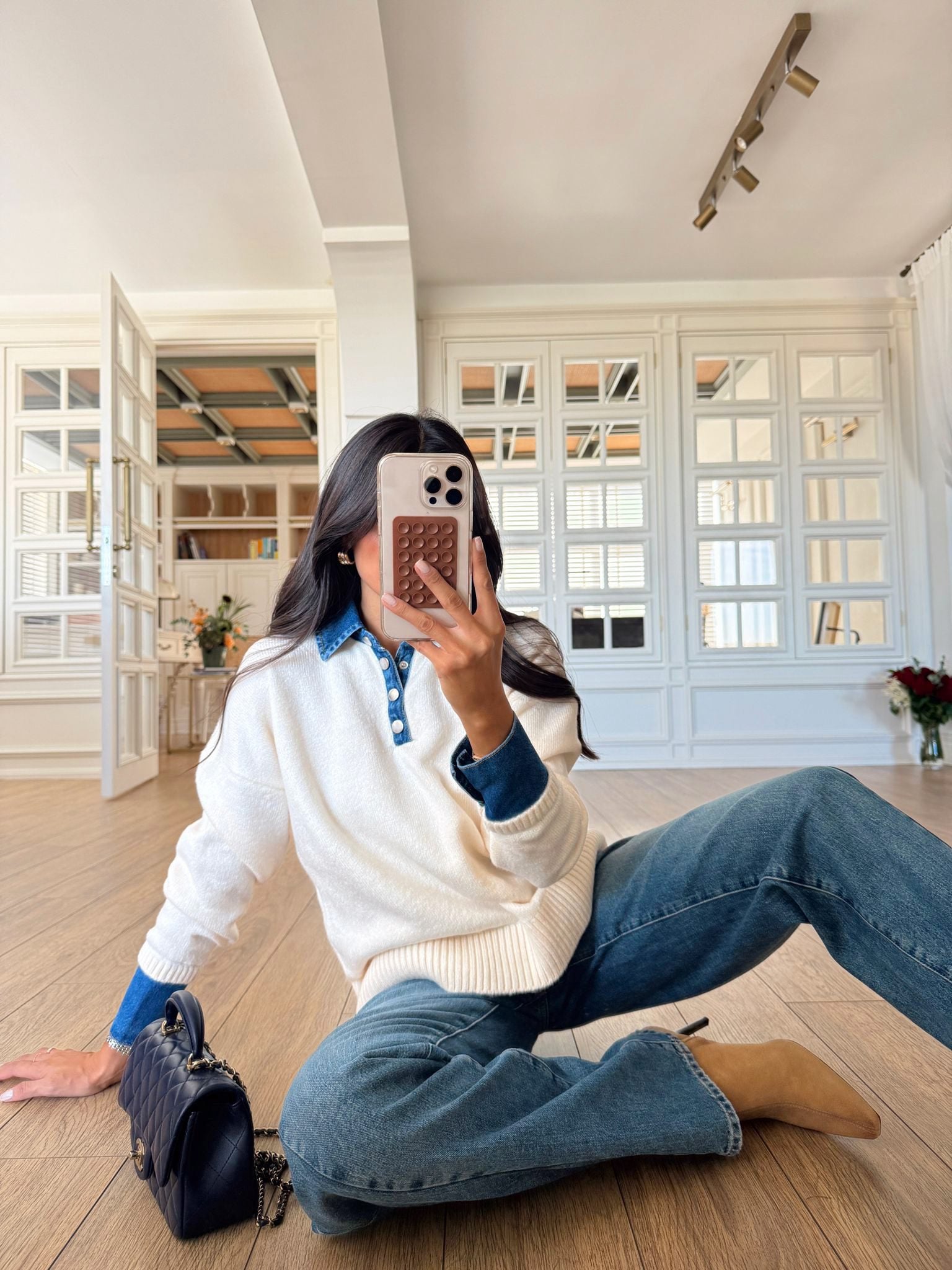 Denim Detailed Sweater