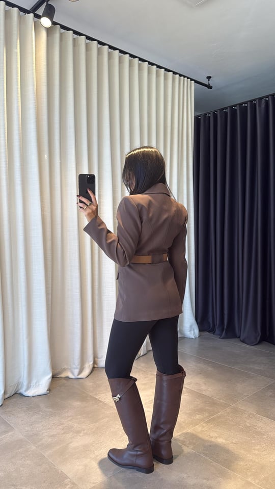 Belted-Blazer Brown