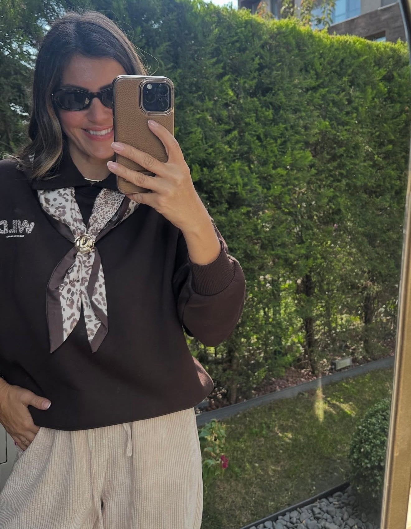 Brown Sweatshirt with Scarf