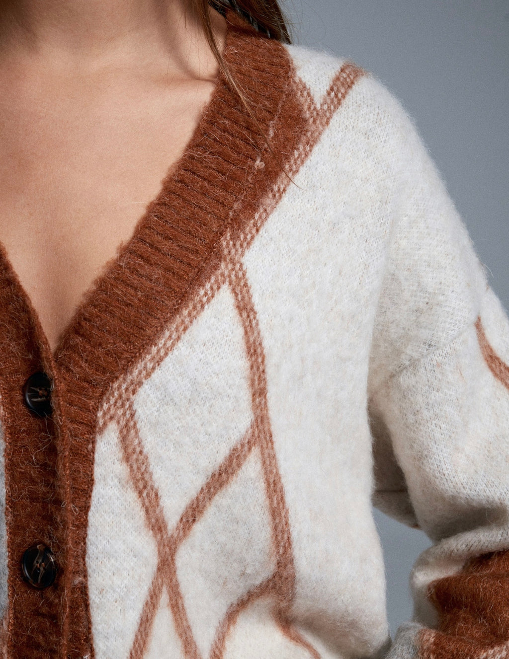 Argyle Cardigan caramel