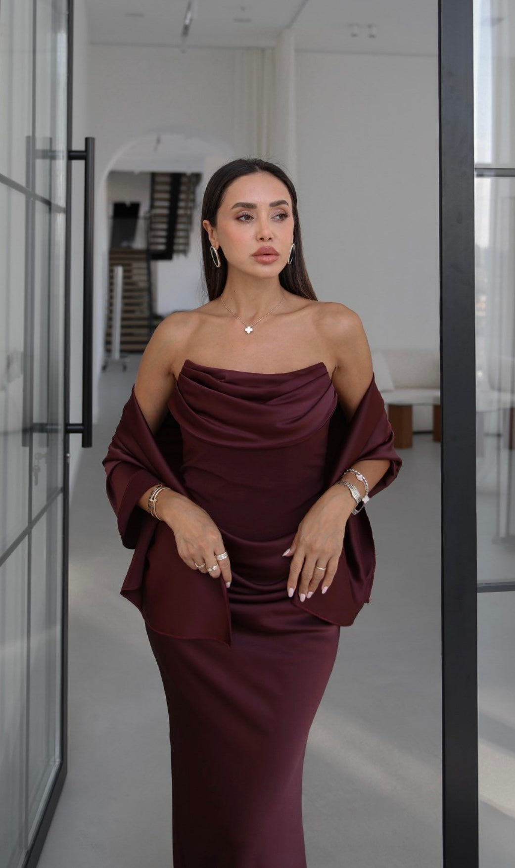 Burgundy Satin Dress