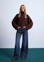 Navy Wide Leg Jeans