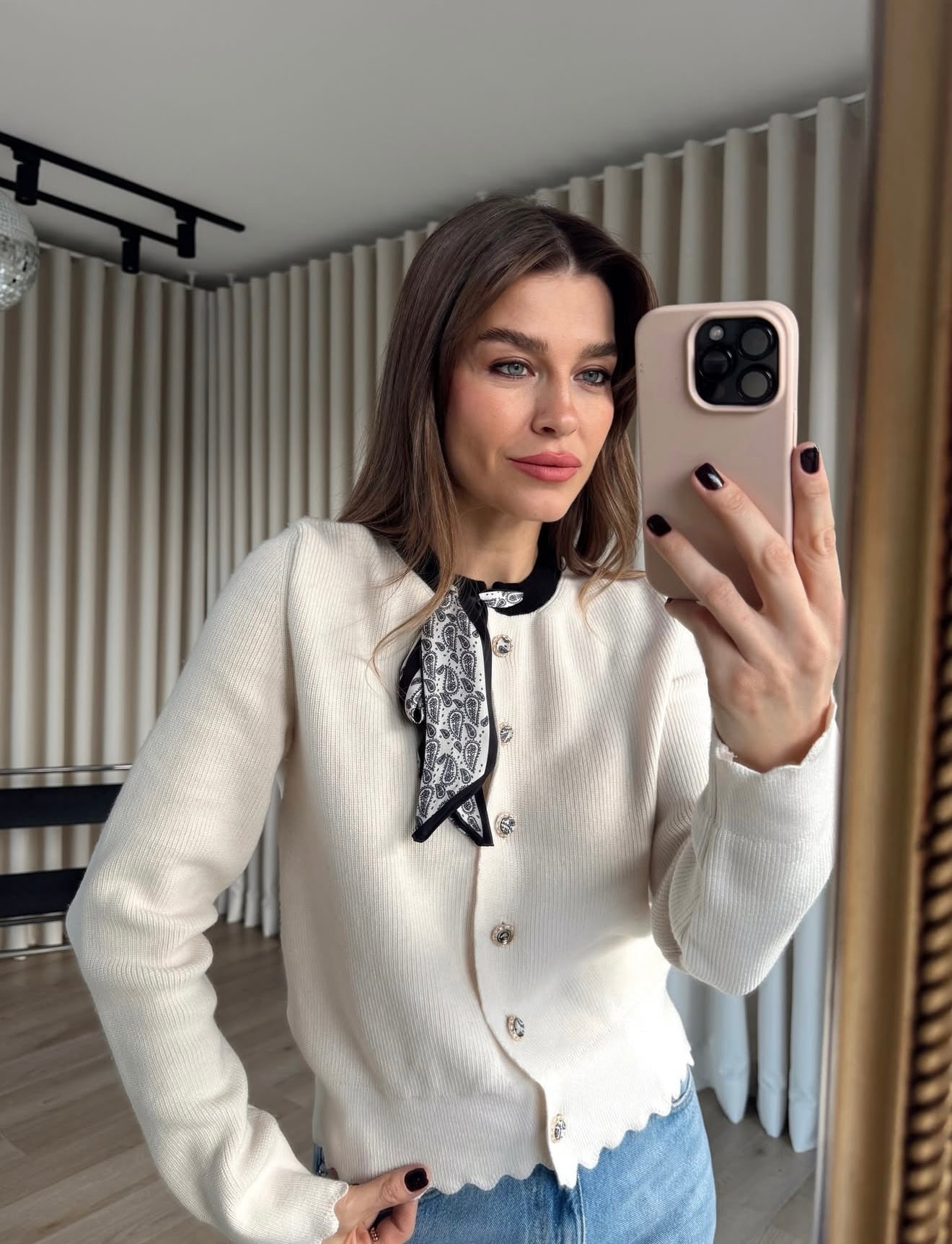 Scarf-detailed Cardigan