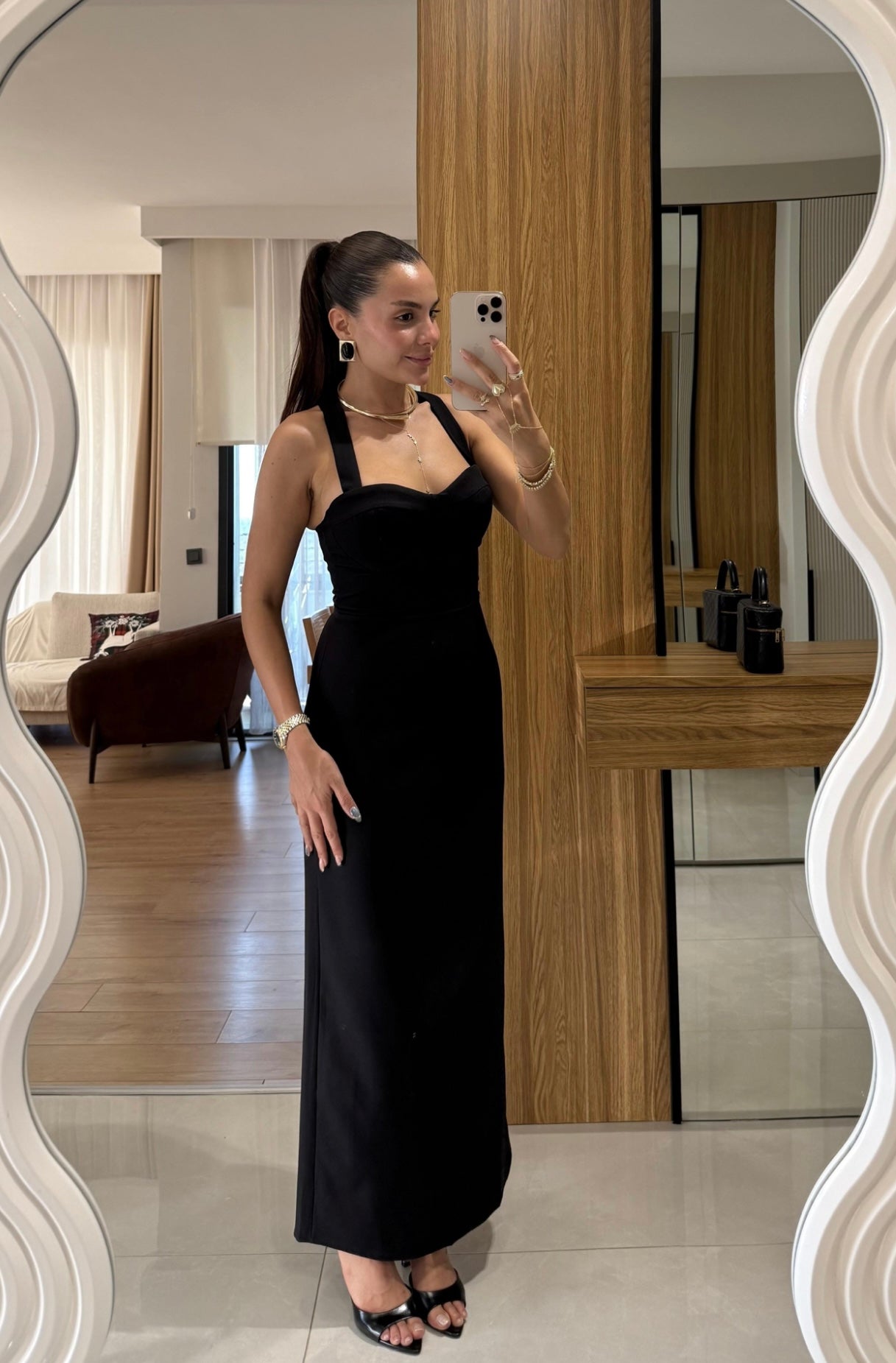 Crossed-Back Black Dress