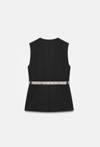 Belted Black Vest