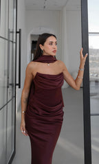 Burgundy Satin Dress