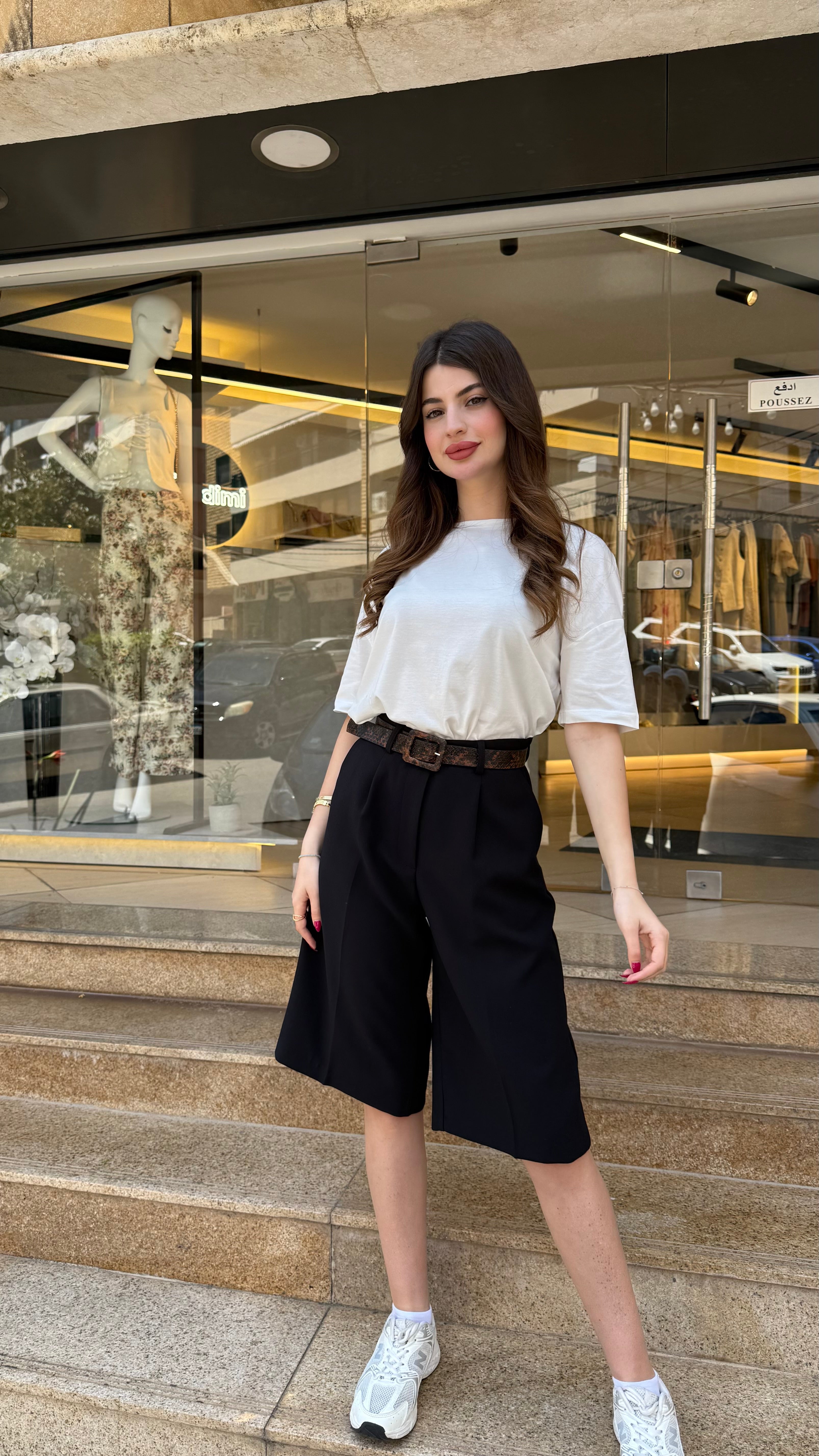 Belted-Black Bermuda