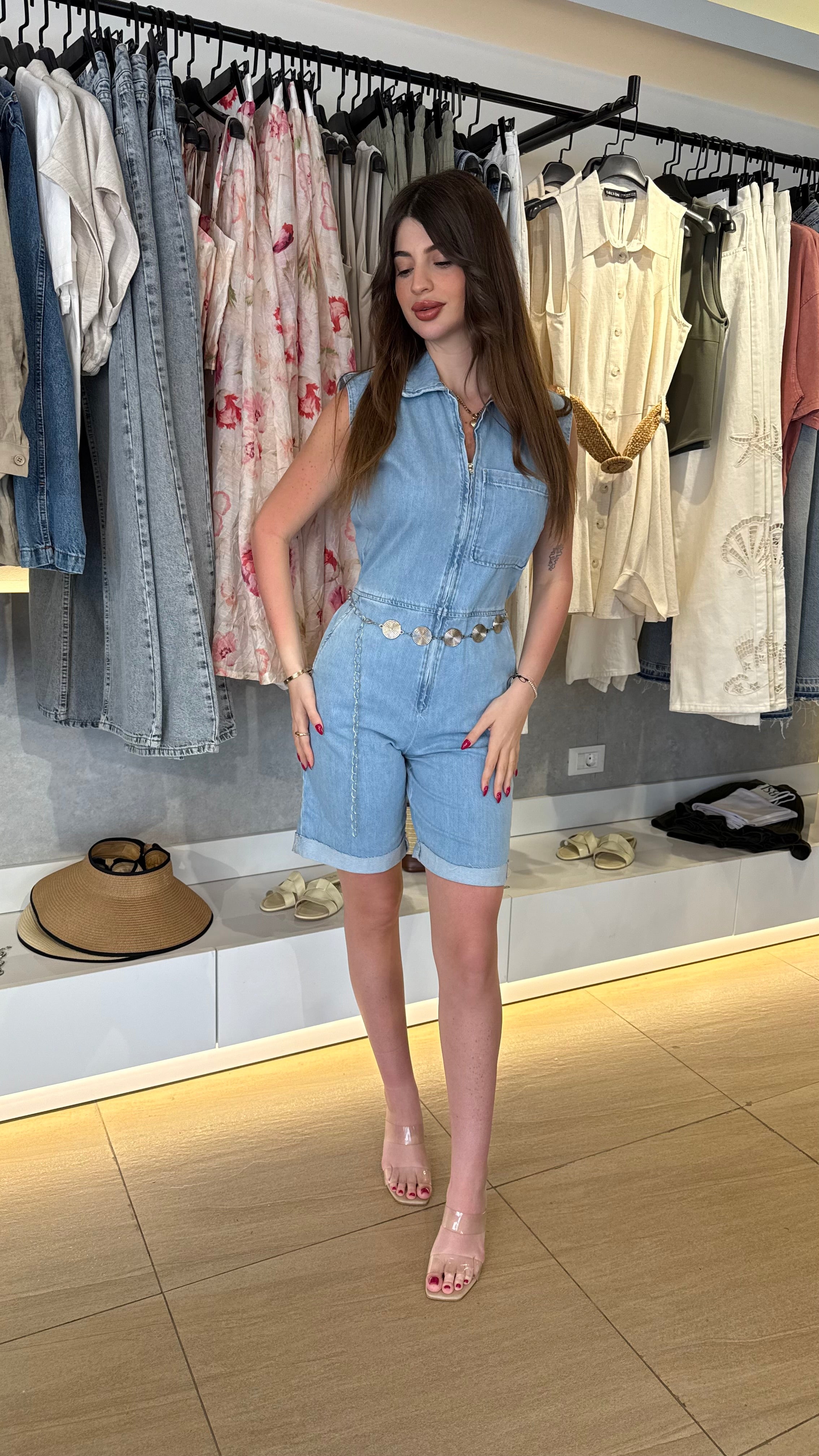 Short Denim Jumpsuit