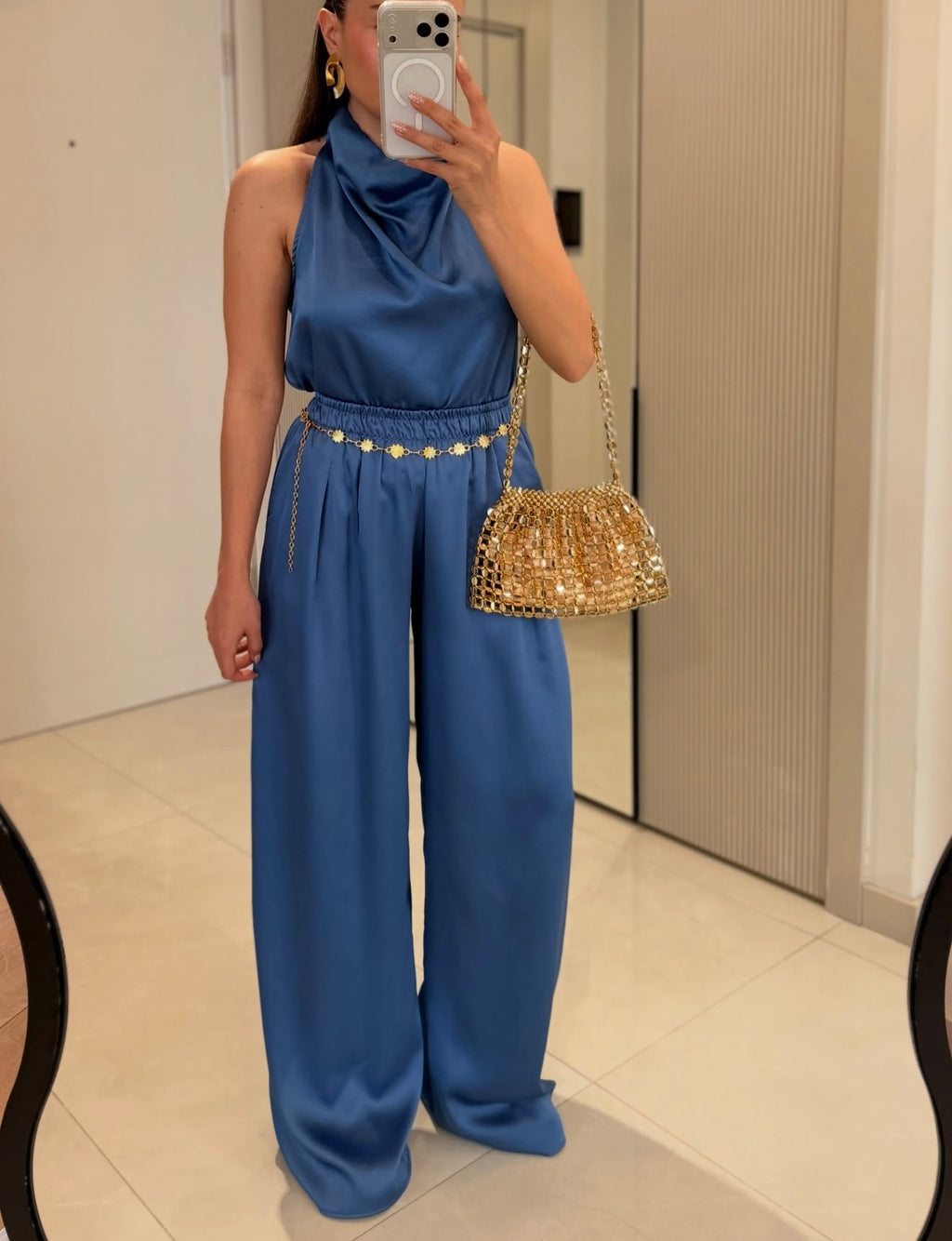 Blue Satin Set