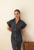 Polka-dots Dress - Navy