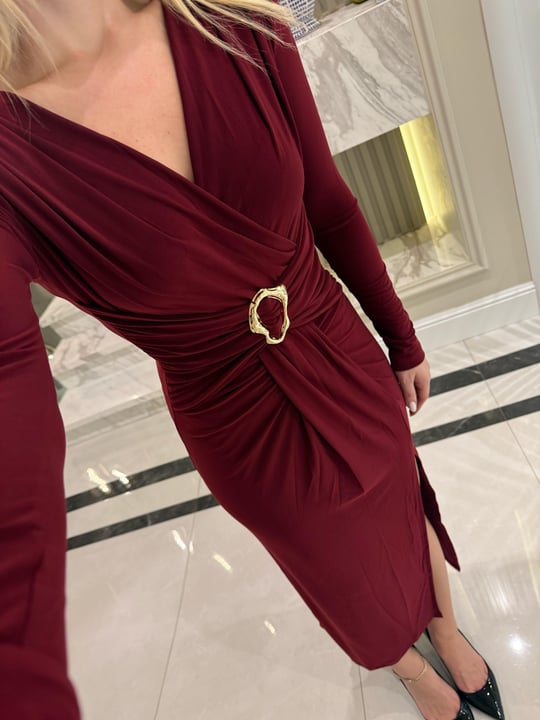 Buckled Dress - Bordeaux