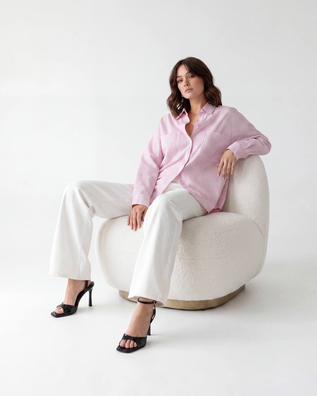 Oversized Striped Shirt - Pink