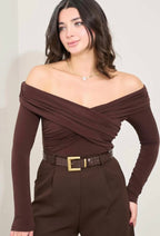 Off shoulder Brown Blouse