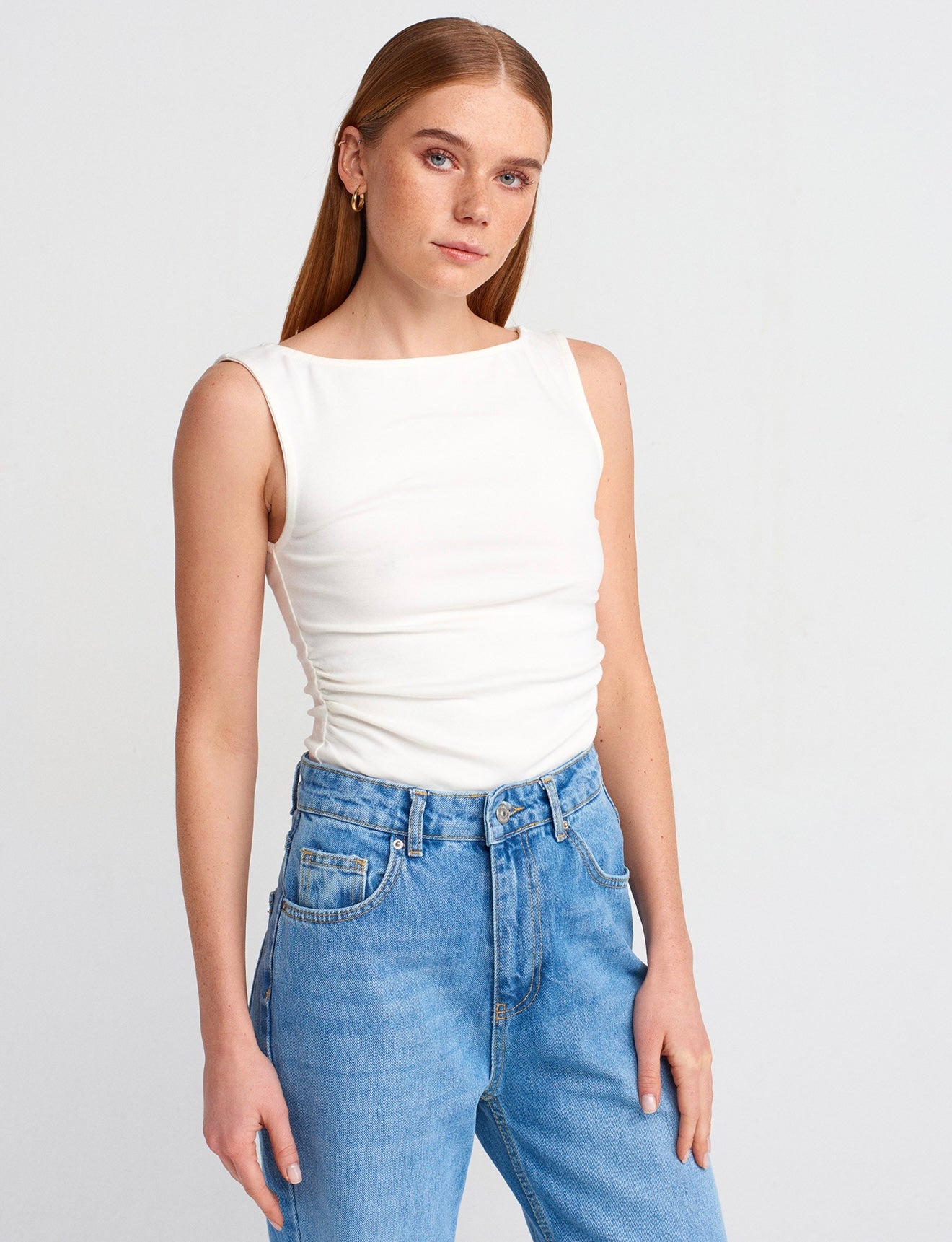 Boat-neck top - White